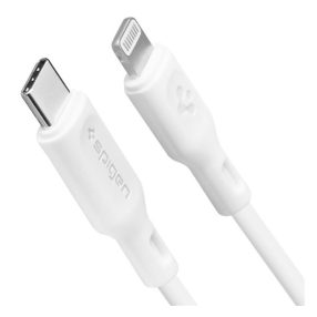   Spigen Essential C10CL USB-C / Lightning töltő- és adatkábel, fehér, MFI, 1m