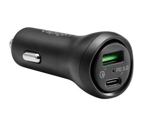 Spigen Essential F31QC Quick Charge 3.0 autós töltő adapter, USB + Type-C, 48W, fekete