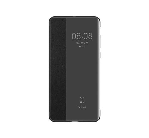 Huawei P40 S-View Cover, gyári flip tok, fekete
