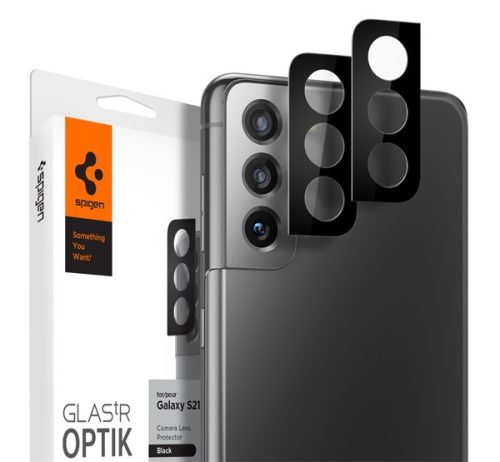 Spigen Glas.TR Optik Samsung G991 Galaxy S21 Tempered kamera lencse fólia, fekete (2db)
