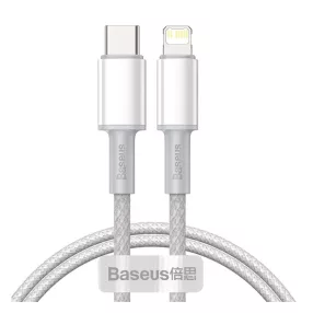   Baseus High Density USB-C / Lightning fonott töltő- és adatkábel, gyorstöltés, 1m, fehér
