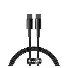  Baseus Tungsten Gold USB-C / USB-C gyorstöltő töltő- és adatkábel, 1m, fekete