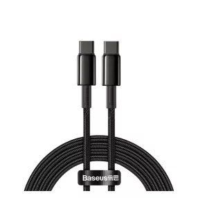   Baseus Tungsten Gold USB-C / USB-C gyorstöltő töltő- és adatkábel, 2m, fekete