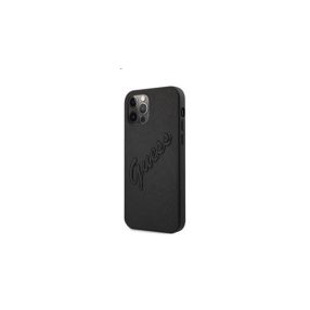   Guess PU Saffiano Vintage Script Apple iPhone 12 Pro Max hátlap tok, fekete