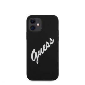   Guess Silicone Vintage Script Apple iPhone 12 mini hátlap tok, fekete