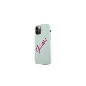   Guess Silicone Vintage Fuschia Script Apple iPhone 12/12 Pro hátlap tok, kék