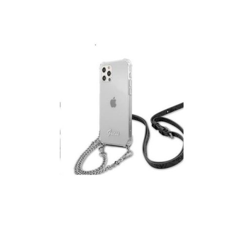 Guess PC Silver 4G Chain and Script Apple iPhone 12 Pro Max hátlap tok, átlátszó