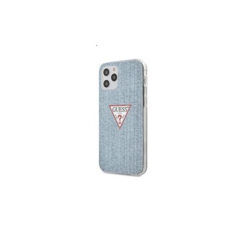 Guess PC/TPU Denim Triangle Apple iPhone 12/12 Pro hátlap tok, világos kék