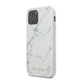   Guess PC/TPU Marble Apple iPhone 12/12 Pro hátlap tok, fehér