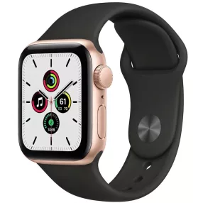   Bemutató készülék, Apple Watch SE (v2) okosóra, 40mm, Rozéarany alumínium, fekete szíj