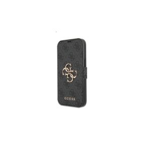  Guess PU 4G Metal Logo Apple iPhone 13 Pro Max flip tok, szürke