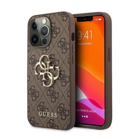  Guess PU 4G Metal Logo Apple iPhone 13 Pro hátlap tok, barna