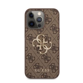   Guess PU 4G Metal Logo Apple iPhone 13 Pro Max hátlap tok, barna