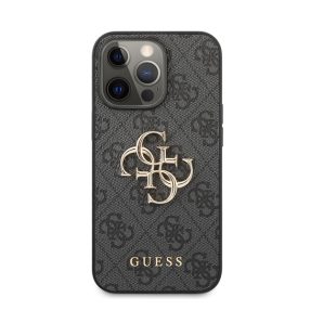   Guess PU 4G Metal Logo Apple iPhone 13 Pro Max hátlap tok, szürke