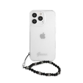   Guess PC Script and Black Pearls Apple iPhone 13 Pro hátlap tok, átlátszó