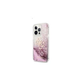   Guess TPU Big 4G Liquid Glitter Pink Apple iPhone 13 Pro Max hátlap tok, átlátszó