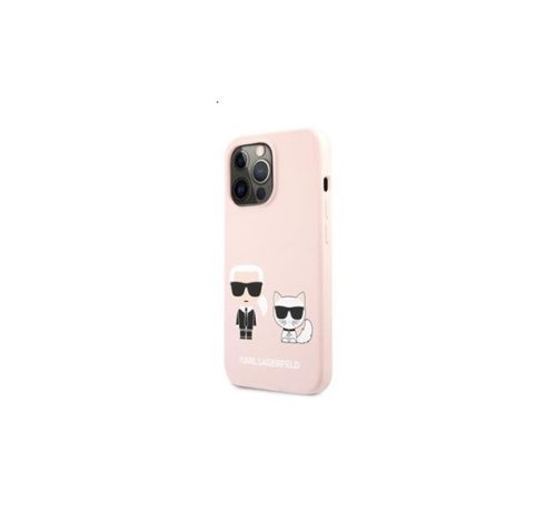 Karl Lagerfeld and Choupette Liquid szilikon hátlap tok Apple iPhone 13 Pro, rózsaszín