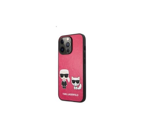 Karl Lagerfeld and Choupette bőr hátlap tok Apple iPhone 13 Pro, rózsaszín