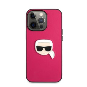   Karl Lagerfeld Head bőr hátlap tok Apple iPhone 13 Pro, rózsaszín