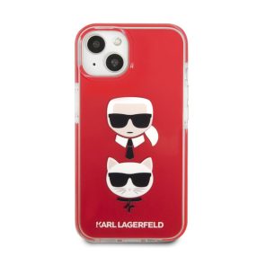   Karl Lagerfeld and Choupette Heads TPE szilikon hátlap tok Apple iPhone 13, piros