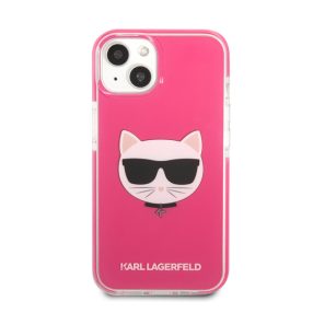   Karl Lagerfeld Choupette Head TPE szilikon hátlap tok Apple iPhone 13, rózsaszín