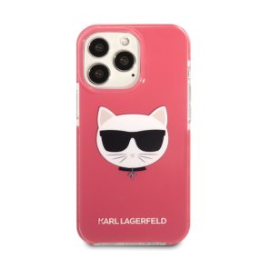   Karl Lagerfeld Choupette Head TPE szilikon hátlap tok Apple iPhone 13 Pro, rózsaszín
