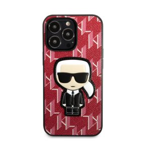   Karl Lagerfeld Monogram Ikonik hátlap tok Apple iPhone 13 Pro, piros