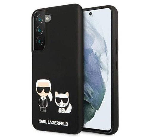 Karl Lagerfeld and Choupette Liquid szilikon hátlap tok Samsung Galaxy S22, fekete