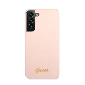   Guess Silicone Metal Logo Samsung Galaxy S22+ hátlap tok, rózsaszín