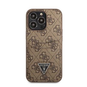   Guess 4G Saffiano Double Card Apple iPhone 13 Pro bőr hátlap tok, barna