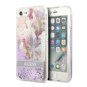   Guess Liquid Glitter Flower Apple iPhone SE 2022/2020/8/7 hátlap tok, lila