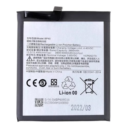 Xiaomi BP40 (Mi 9T/Mi 9T Pro) kompatibilis akkumulátor 4000mAh Li-ion, OEM jellegű, Grade S