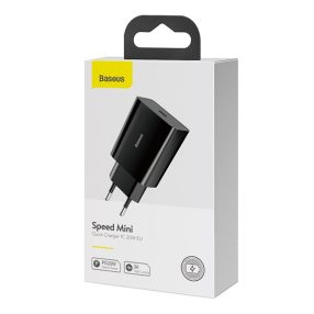  Baseus Speed Mini hálózati gyorstöltő adapter USB-C, 20W, fekete