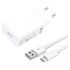   Xiaomi MDY-11-EP hálózati töltő adapter USB-A+ USB-C adatkábel, 22,5W, fehér, ECO csomagolásban