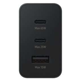  Samsung EP-T6530NBE Trio hálózati gyorstöltő USB-A+ 2xUSB-C, 65W, fekete