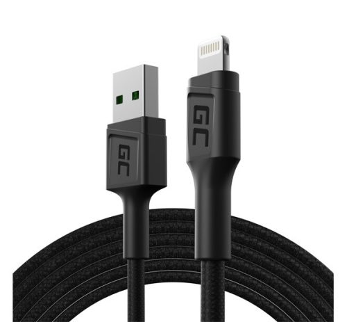 Green Cell PowerStream Apple iPhone lightning kábel, QC, 2m, fekete