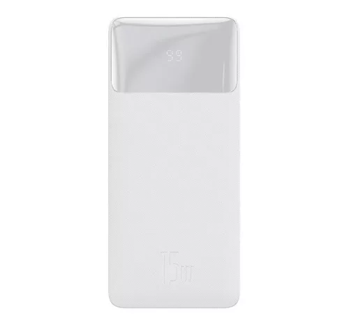 Baseus Bipow külső akkumulátor, gyorstöltés, 10000mAh, 15W, fehér