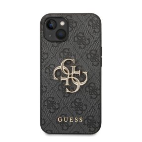   Guess PU 4G Metal Logo Apple iPhone 14 Plus hátlap tok, szürke
