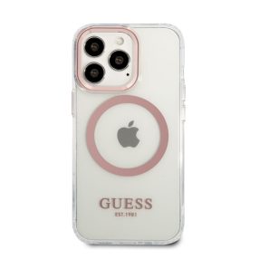   Guess Transparent MagSafe Apple iPhone 13 Pro hátlap tok, rózsaszín