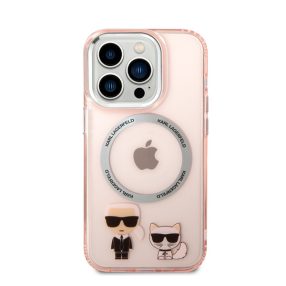   Karl Lagerfeld and Choupette MagSafe hátlap tok Apple iPhone 14 Pro, rózsaszín