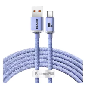   Baseus Crystal Shine USB / USB-C töltő- és adatkábel, 5A, 1,2m, ibolya