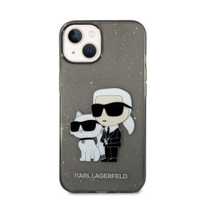  Karl Lagerfeld Liquid Glitter Karl and Choupette NFT hátlap tok Apple iPhone 14 Plus, fekete