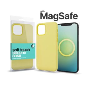   Xprotector Soft Touch Slim MagSafe-rögzítésű szilikon tok Apple iPhone 13 Pro Max, halvány citromsárga