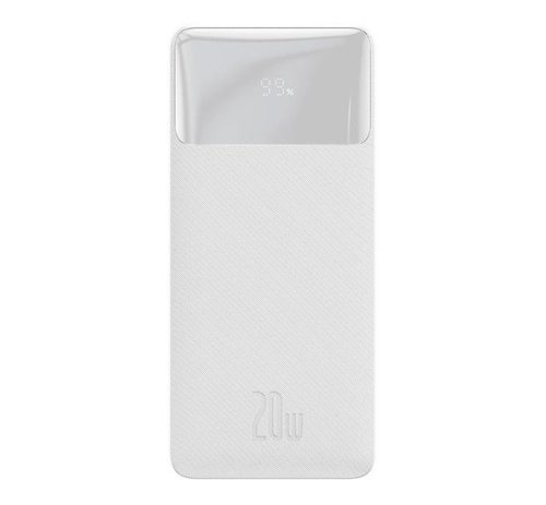 Baseus Bipow külső akkumulátor, 20000mAh, 2xUSB, 1xType-C, 20W, fehér