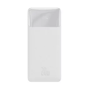   Baseus Bipow Power bank / külső akkumulátor, 10000mAh, 2xUSB, 1xUSB-C, 20W, fehér