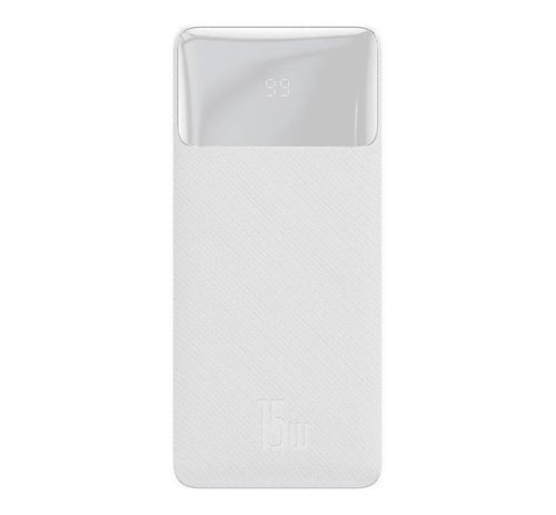 Baseus Bipow Power bank / külső akkumulátor, 20000mAh, 2xUSB, 1xUSB-C, 15W, fehér