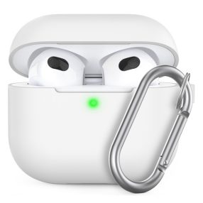   Phoner Simple Apple Airpods 3 szilikon tok akasztóval, fehér