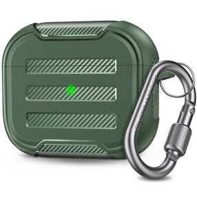   Phoner Carbon Apple Airpods 3 szilikon tok akasztóval, zöld