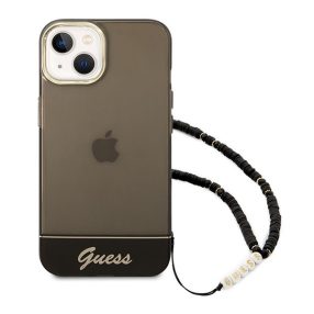   Guess Translucent Pearl Strap Apple iPhone 14 Plus hátlap tok, fekete