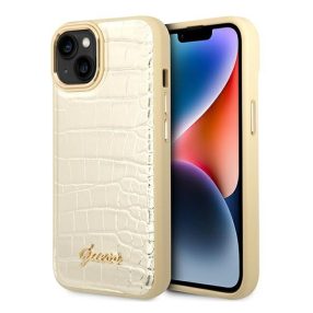   Guess Croco Collection Apple iPhone 14 Plus hátlap tok, arany